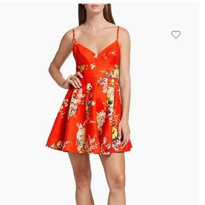 Floral Red Mini Dress